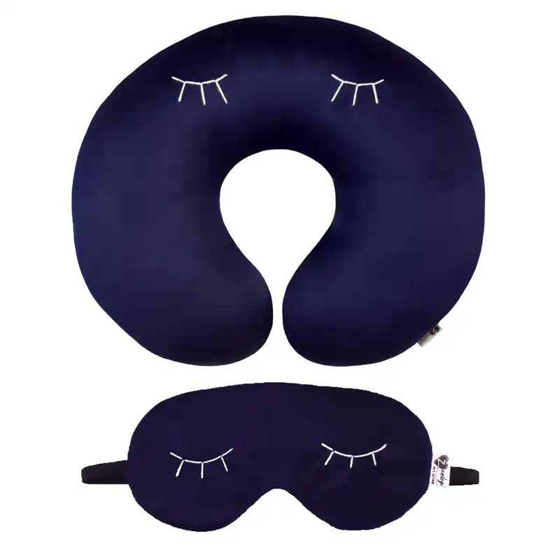 بالش دور گردنی گروه هنری زندگی طرح مژه ای به همراه چشم بند خواب