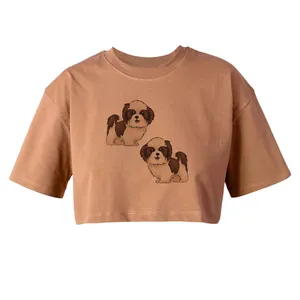 کراپ‌تاپ آستین کوتاه زنانه مدل CUTE DOG کد L135 K