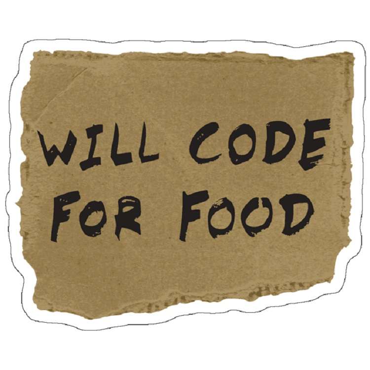 استیکر لپ تاپ مدل Will Code For Food