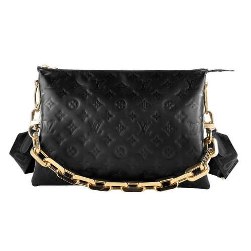 کیف دوشی زنانه لویی ویتون مدل دو بند پارچه ای و زنجیر