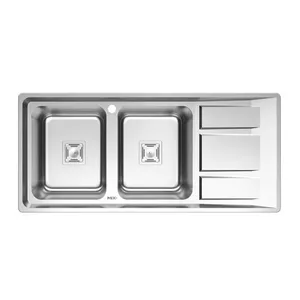 سینک ظرفشویی استیل توکار دو لگنه میکس پلاس مدل 8042 S45