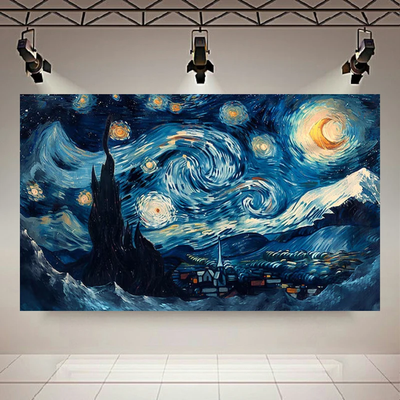 پوستر طرح مخمل شب پرستاره ونگوگ مدل انتزاعی کد AR302865