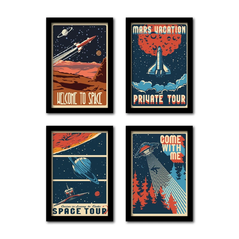 تابلو مدل فضایی طرح ناسا فضا کد km-nasa-2568  مجموعه 4 عددی