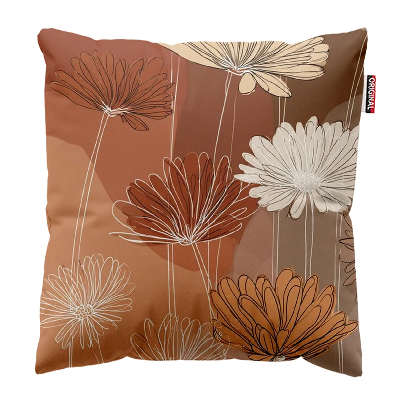 کوسن پاد آفرین مدل مینیمال طرح گل و برگ کد PK303618 سایز 30*30 سانتی متر