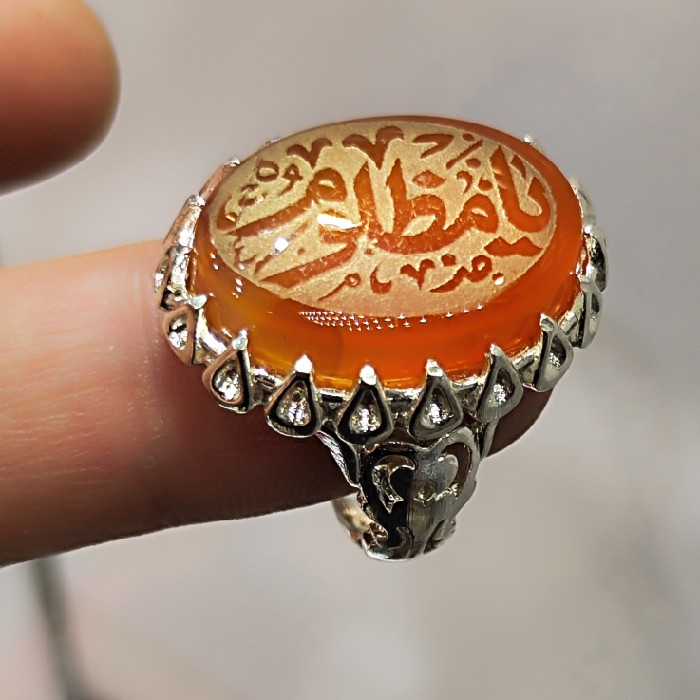 انگشتر مردانه مدل سنگ عقیق خطی کد ۹۴۰۴۰