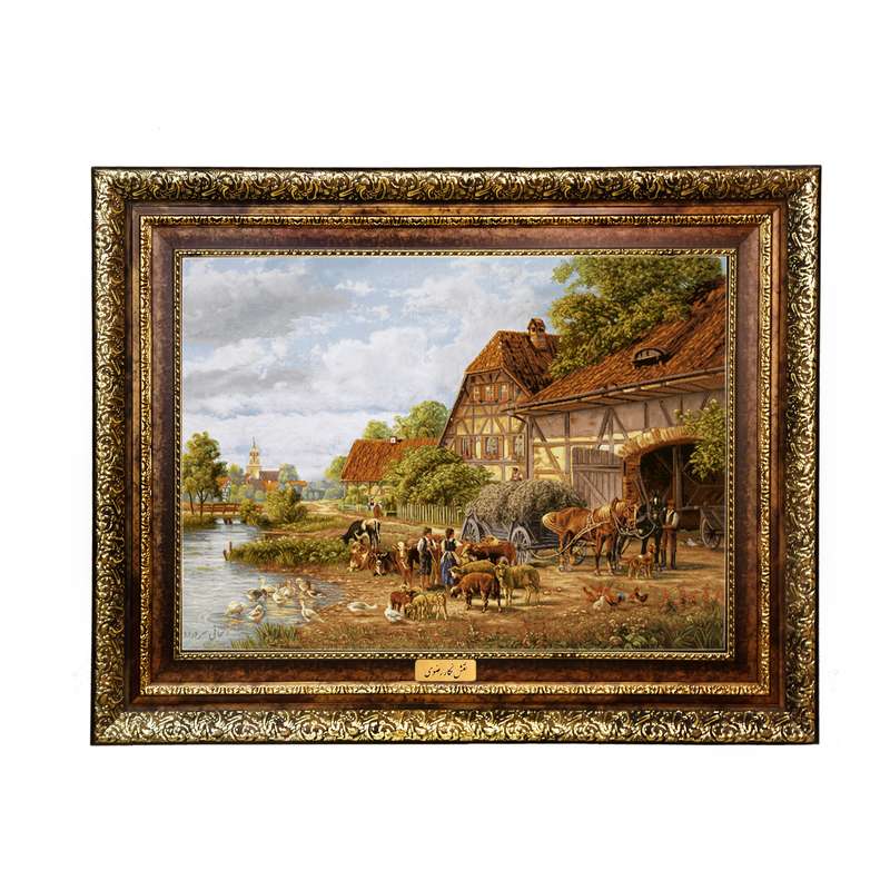 تابلو فرش ماشینی نقش نگار رضوی طرح منظره کد 1858KH