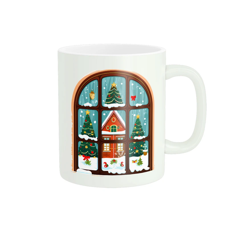 ماگ پادآفرین مدل زمستان طرح درخت کریسمس کد PM777