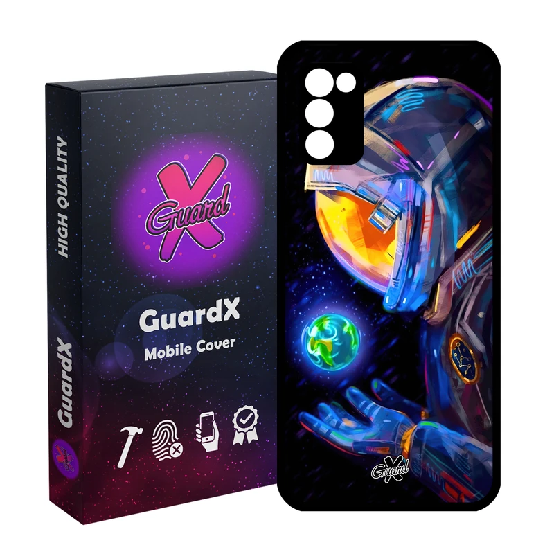 کاور گارد ایکس طرح فضانورد مدل Glass10496 مناسب برای گوشی موبایل سامسونگ Galaxy A03S/A02S/M02S/F02S