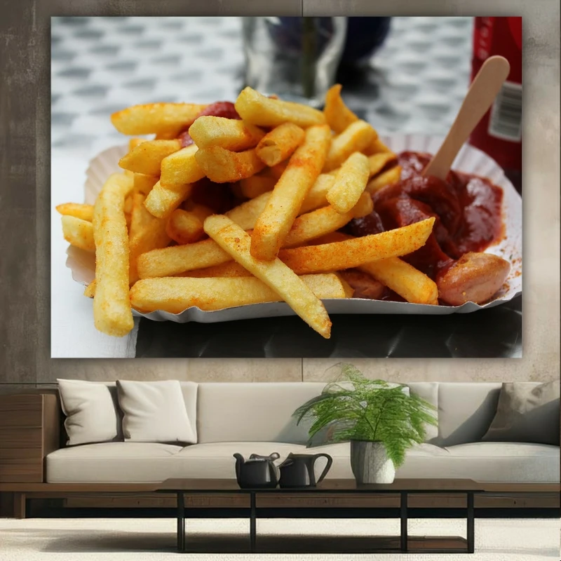 پوستر پارچه ای طرح مخمل سیب زمینی مدل سس کچاپ کد FP105861