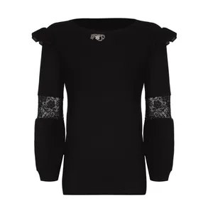 بلوز زنانه مدل آستین چین کد 522  رنگ مشکی