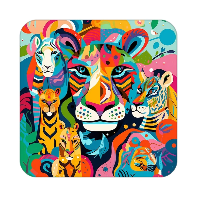 زیر لیوانی کاکتی طرح حیوانات رنگی مدل mp25956