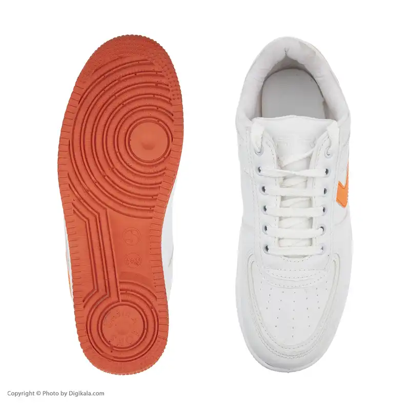 کفش روزمره زنانه شیما مدل ونس رنگ سفید نارنجی