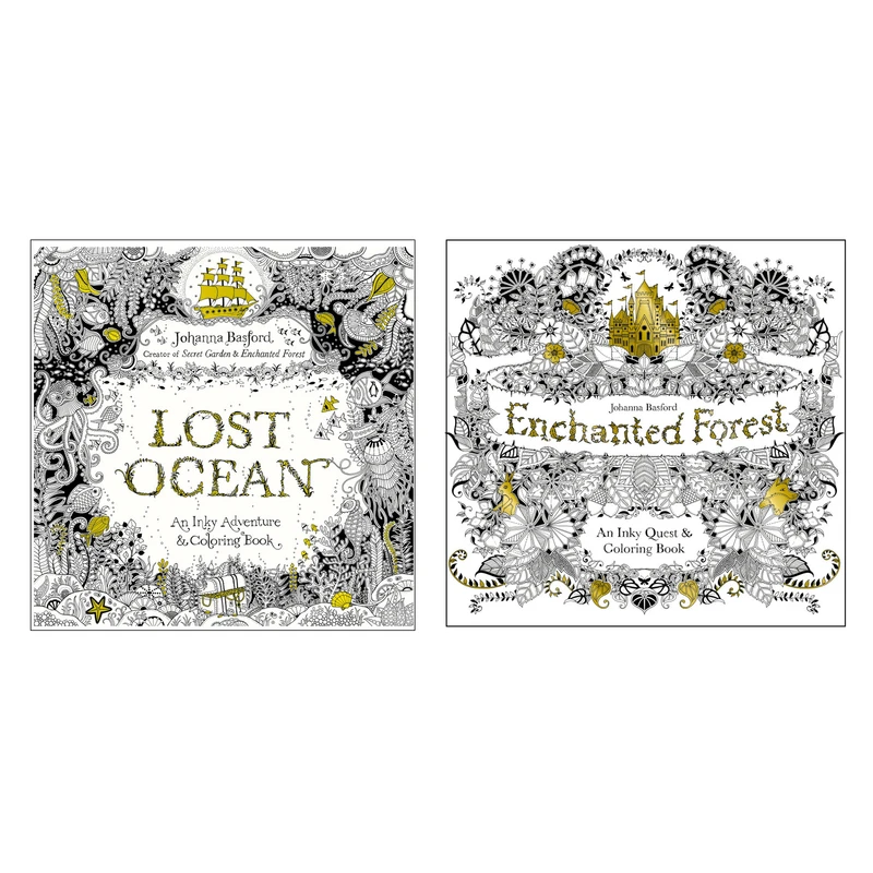 دفتر رنگ آمیزی مدل Lost Forest  مجموعه 2 عددی