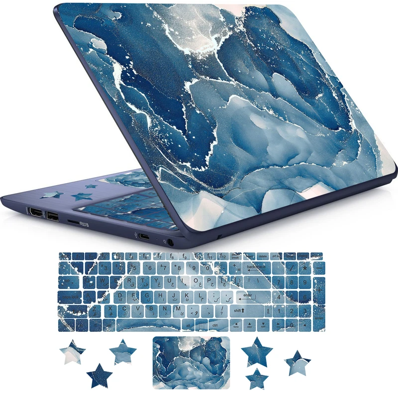   استیکر لپ تاپ راتیانا مدل marble 22 مناسب برای لپ تاپ 15 تا 17 اینچ به همراه برچسب حروف فارسی کیبورد