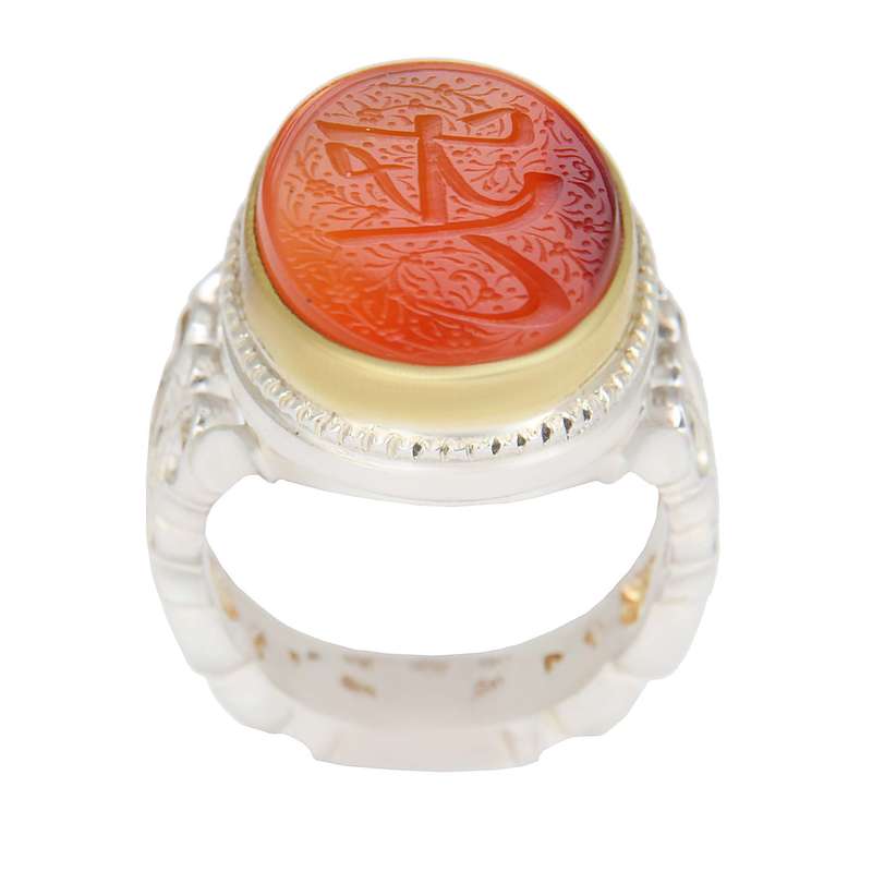 انگشتر نقره مردانه بازرگانی میلادی مدل سنگ عقیق یمانی کهنه رکاب دست ساز کد AM_2335