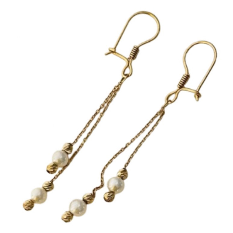 گوشواره طلا 18 عیار زنانه با طرح مروارید مدل DK628 - 3