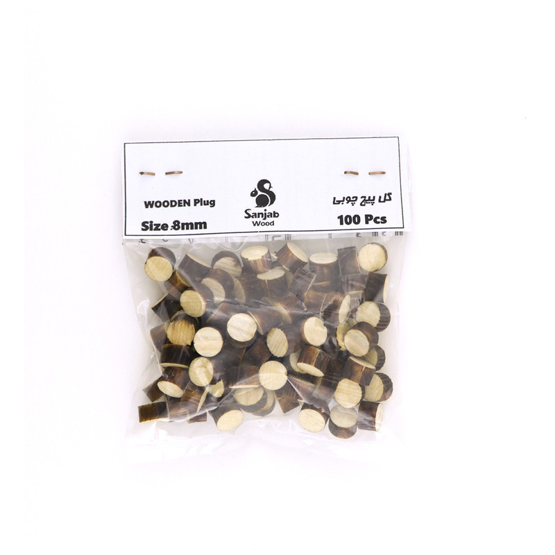 گل پیچ سنجاب وود مدل Wooden Plug 8 mm بسته 100 عددی