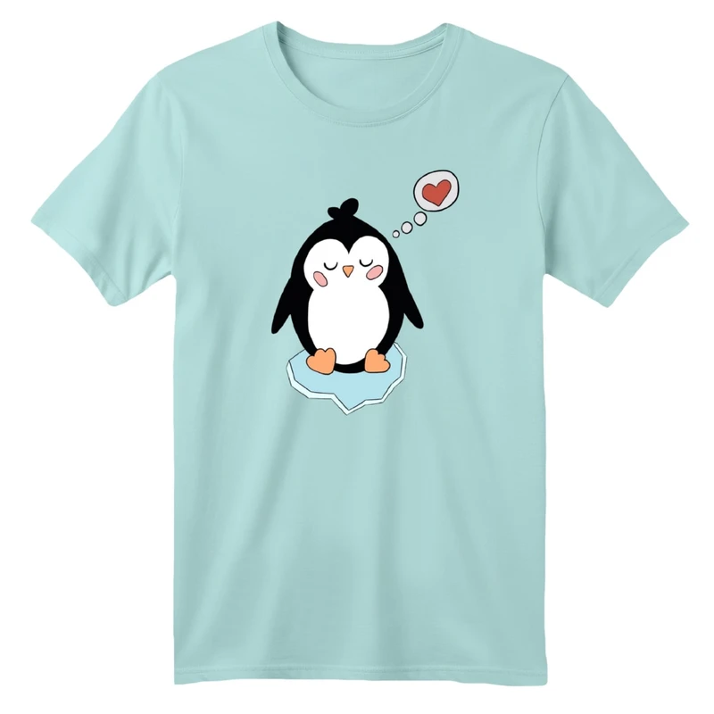 تی شرت آستین کوتاه بچگانه مدل پنگوئن و قلب