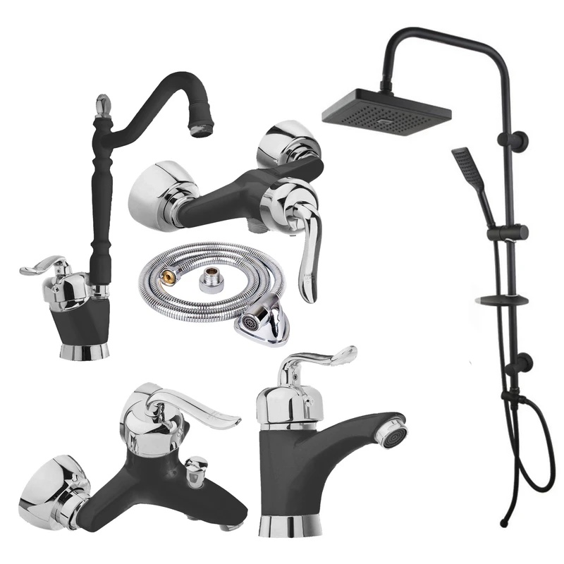 ست شیرالات شیرآلات بهداشتی و ساختمانی توفیق مدل قجری مجموعه 6 عددی