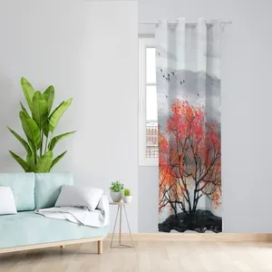 پرده طرح درخت مدل مخمل پانچی کد L 386 Z سایز 140x200 سانتی متر