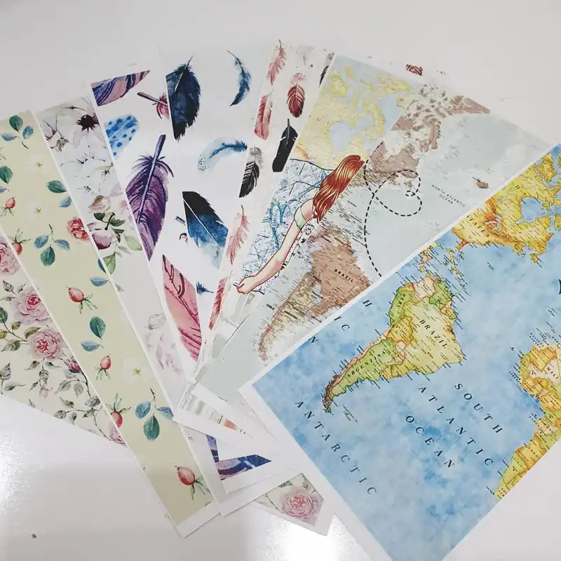 کاغذ رنگی دریا مدل اسکرپ بوک وینتج طرح سفر دخترانه کد 01 مجموعه 9 عددی