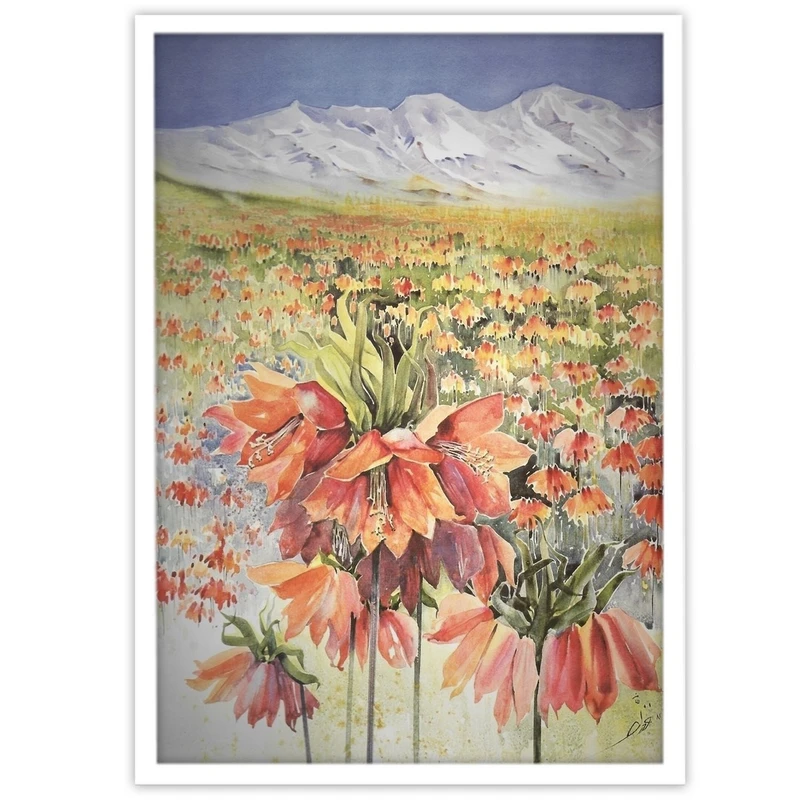 تابلو بکلیت طرح نقاشی ایران لاله های واژگون کوه دماوند مدل W-15464