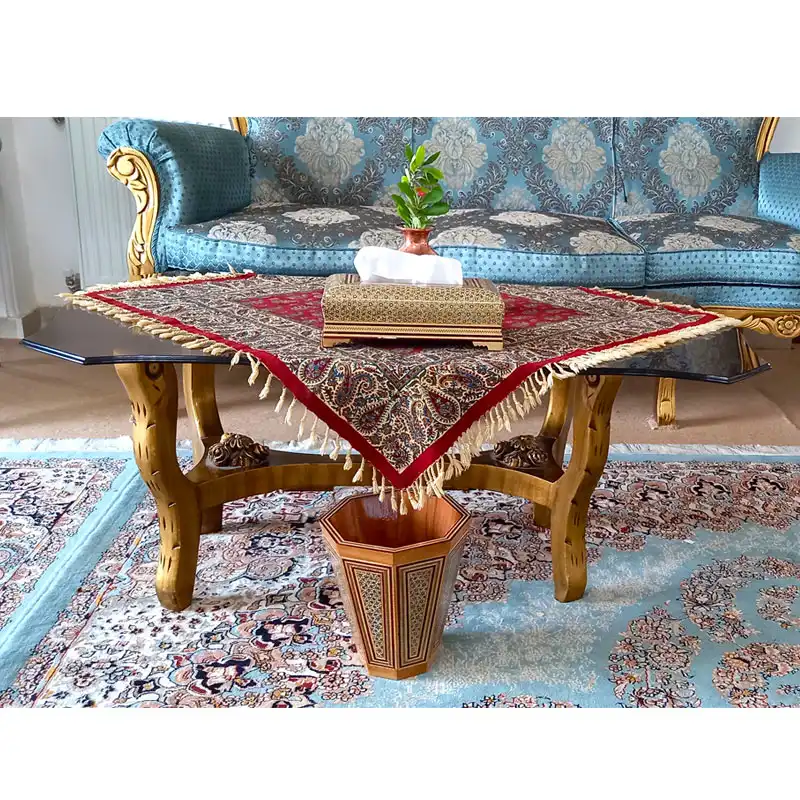 ست جعبه دستمال کاغذی و سطل خاتم کاری کد 12