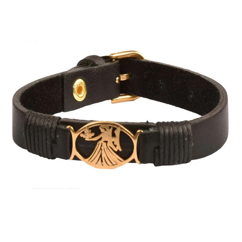 دستبند زنانه پارینه چرم طرح تولد شهریور مدل BR900101