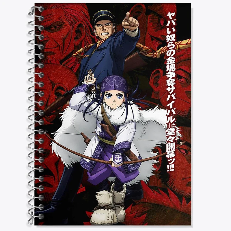 دفتر زبان 50 برگ خندالو مدل دو خط طرح سایچی و اسیرپا انیمه کامویی طلایی Golden Kamuy کد 23719