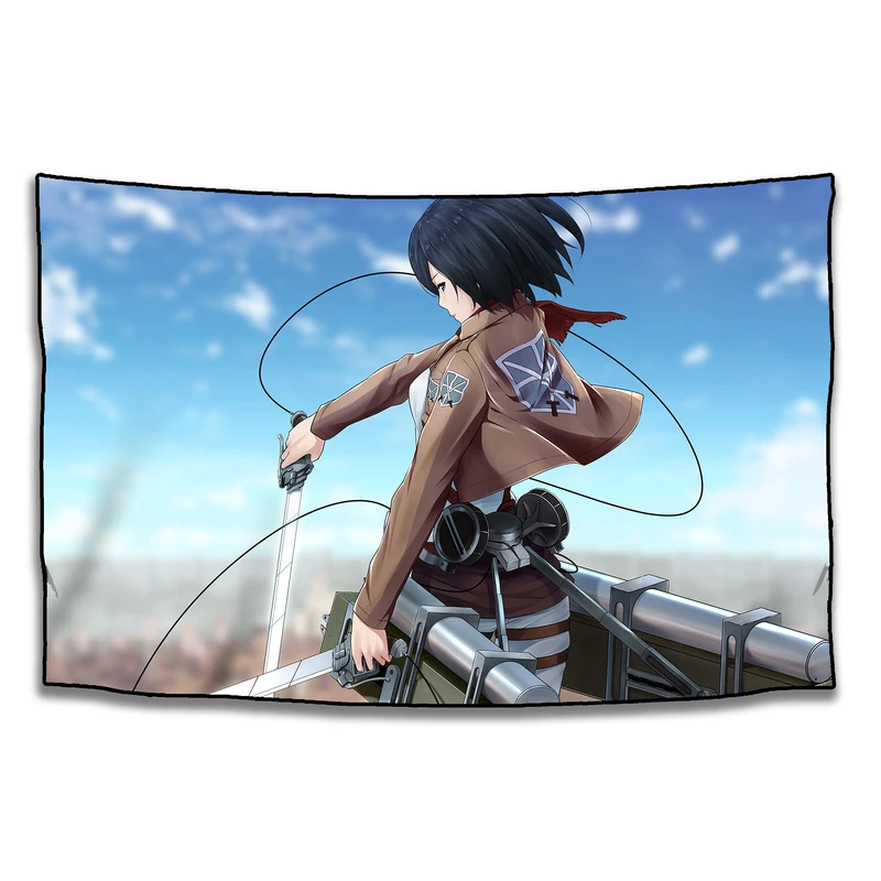 پوستر پارچه ای مدل انیمه Attack on Titan طرح Mikasa Ackerman