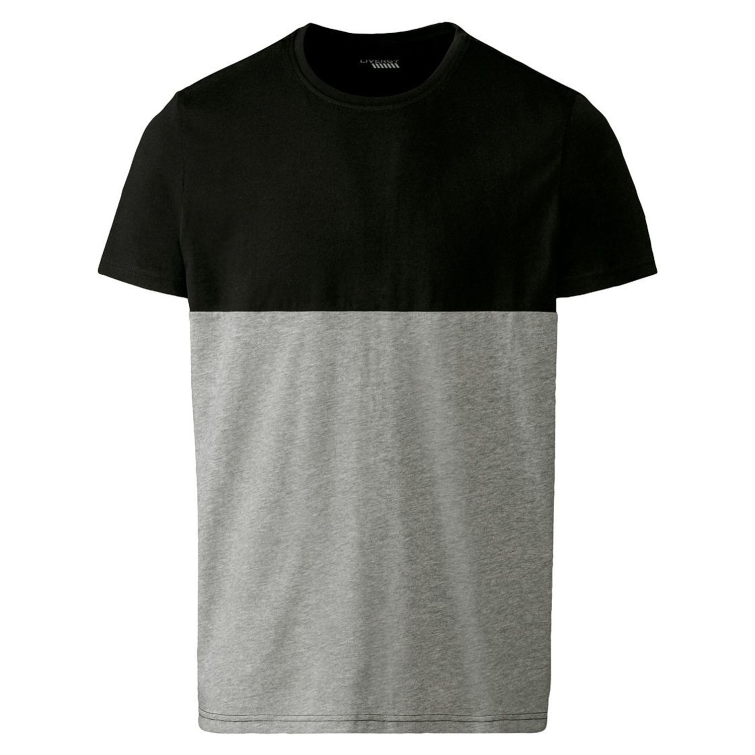 تی شرت آستین کوتاه مردانه لیورجی مدل دورنگ کد WorkBLK2022 رنگ طوسی