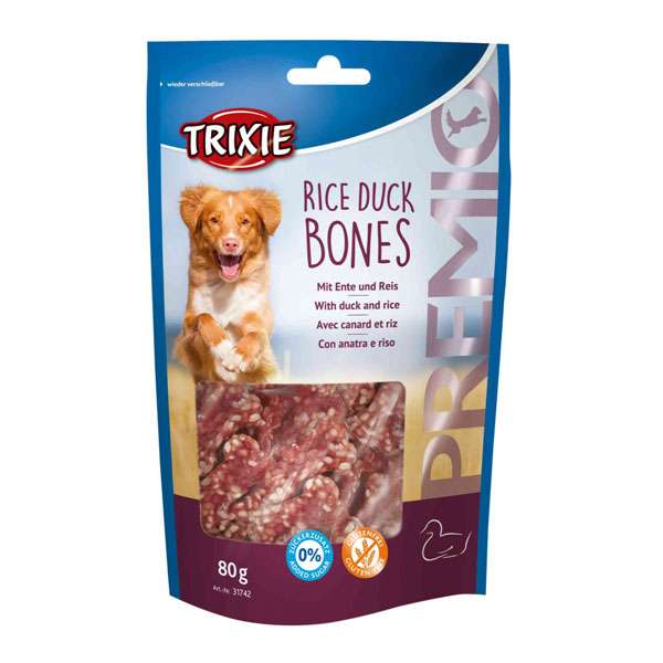 تشویقی سگ تریکسی مدل RICE DUCK BONES وزن 80 گرم