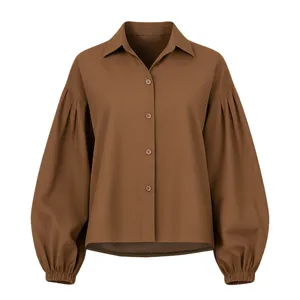 شومیز آستین بلند یقه برگردان زنانه مدل پفکی کد 4105