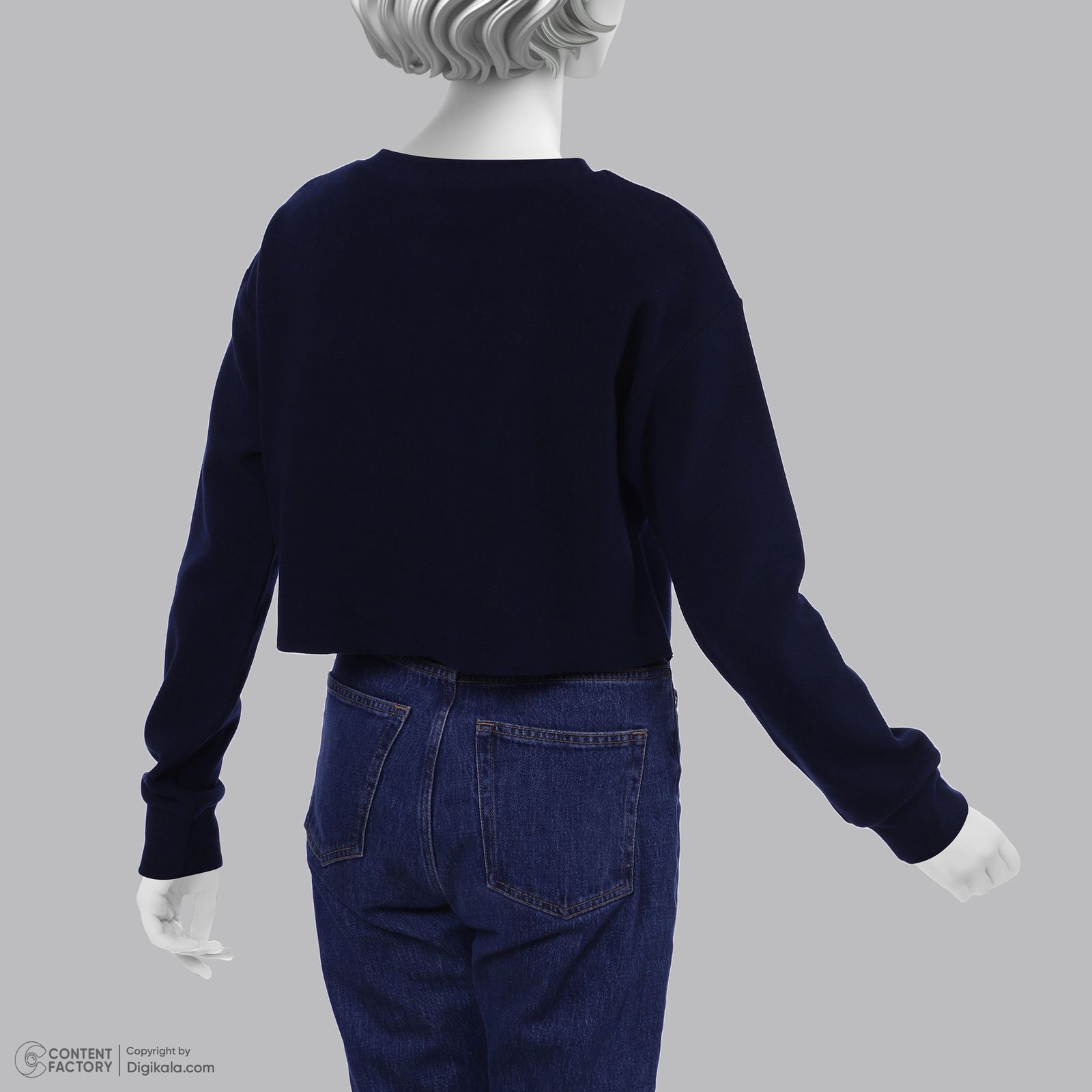 بلوز آستین بلند یقه گرد زنانه سرژه مدل 203518 سورمه ای رنگ سرمه ای -  - 7