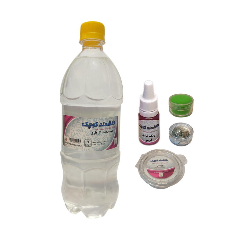 چسب ساخت ژل بازی دانشمند کوچک مدل CG-1000 همراه با بوراکس و رنگ کد BY-3 بسته 5 عددی