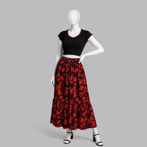 ست نیم‌تنه و دامن زنانه دل آویز مدل H390