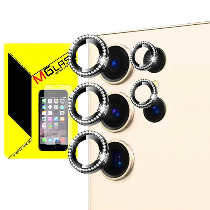 محافظ لنز دوربین ام‌گلس مدل Diamond Metal Ring مناسب برای گوشی موبایل سامسونگ Galaxy S22 Ultra