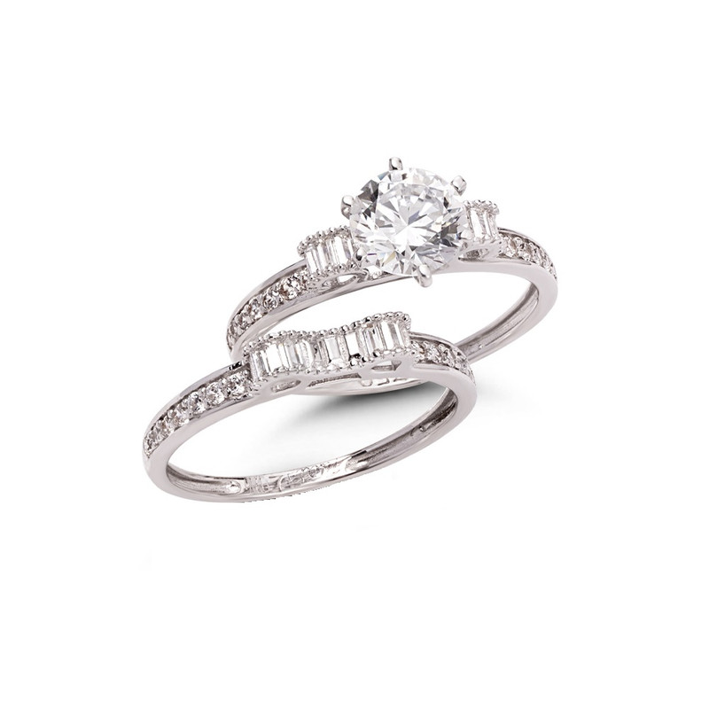 ست حلقه و پشت حلقه طلا 18 عیار زنانه کیمیا زر مدل پایه جواهر لوکس بارمان 1067 سایز 55