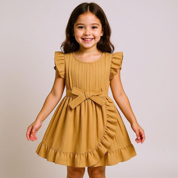 پیراهن بدون آستین یقه گرد دخترانه مدل شکلات کراش