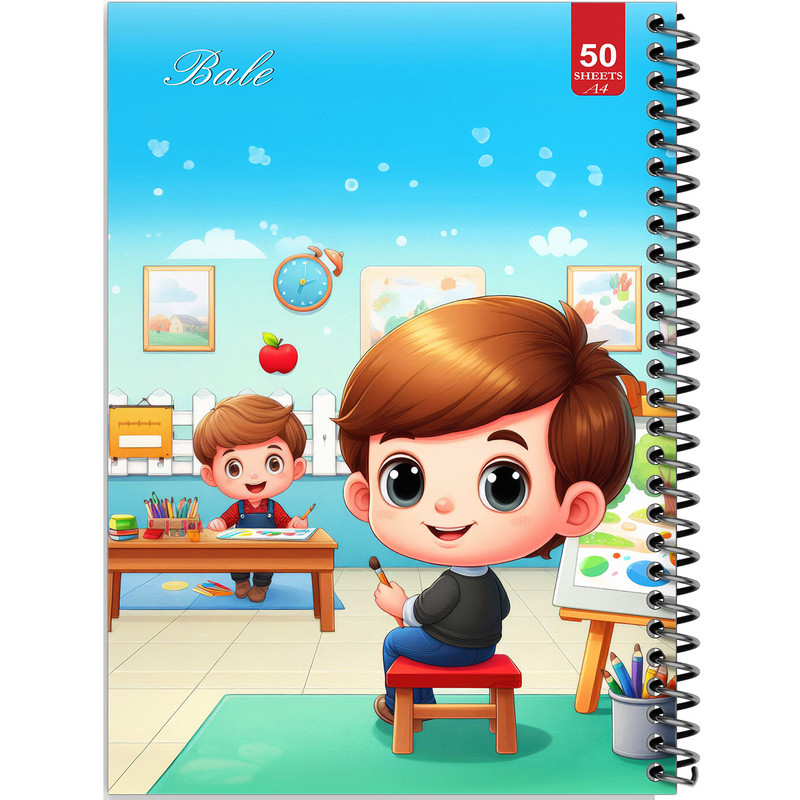 دفتر نقاشی 50 برگ انتشارات بله طرح پسرانه کلاس نقاشی کد A4-L585