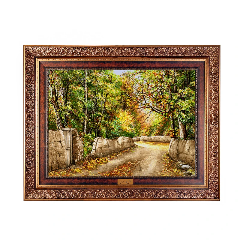 تابلو فرش ماشینی نقش نگار رضوی طرح کوچه باغ کد 519C