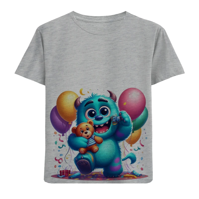 تی شرت آستین کوتاه دخترانه مدل هیولا و بادکنک F833