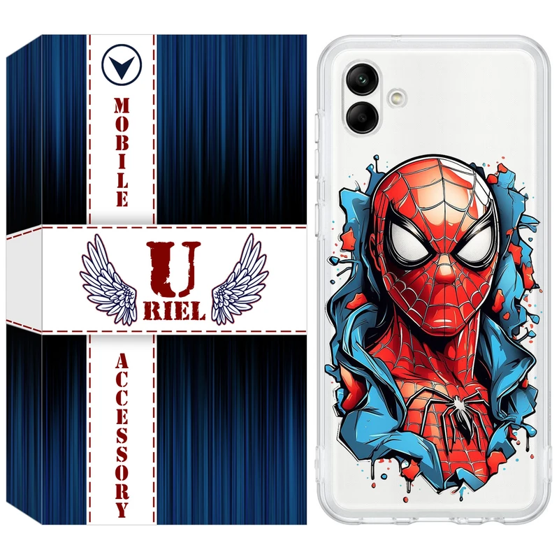 کاور یوریل مدل Clear کد 34 طرح اسپایدرمن مناسب برای گوشی موبایل سامسونگ Galaxy A04e
