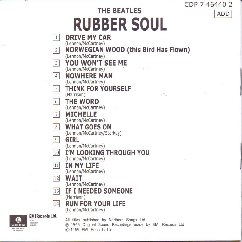 آلبوم موسیقی RUBBER SOUL اثر گروه بیلتز