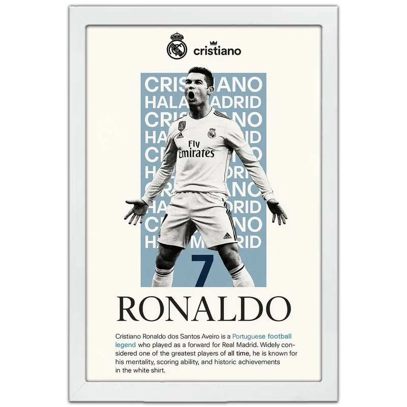 تابلو بکلیت طرح کریستیانو رونالدو مدل W-po1643 فریم سفید