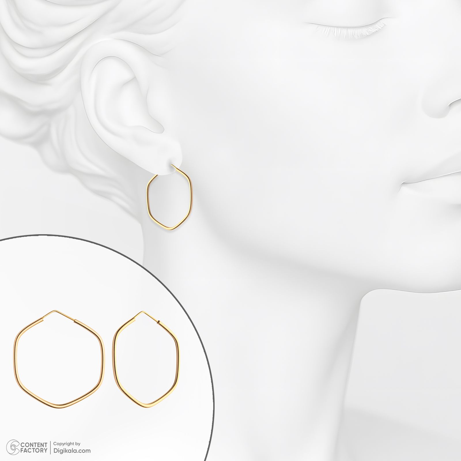 گوشواره حلقه‌ای طلا 18 عیار زنانه گلدم مدل 2E245008 -  - 7