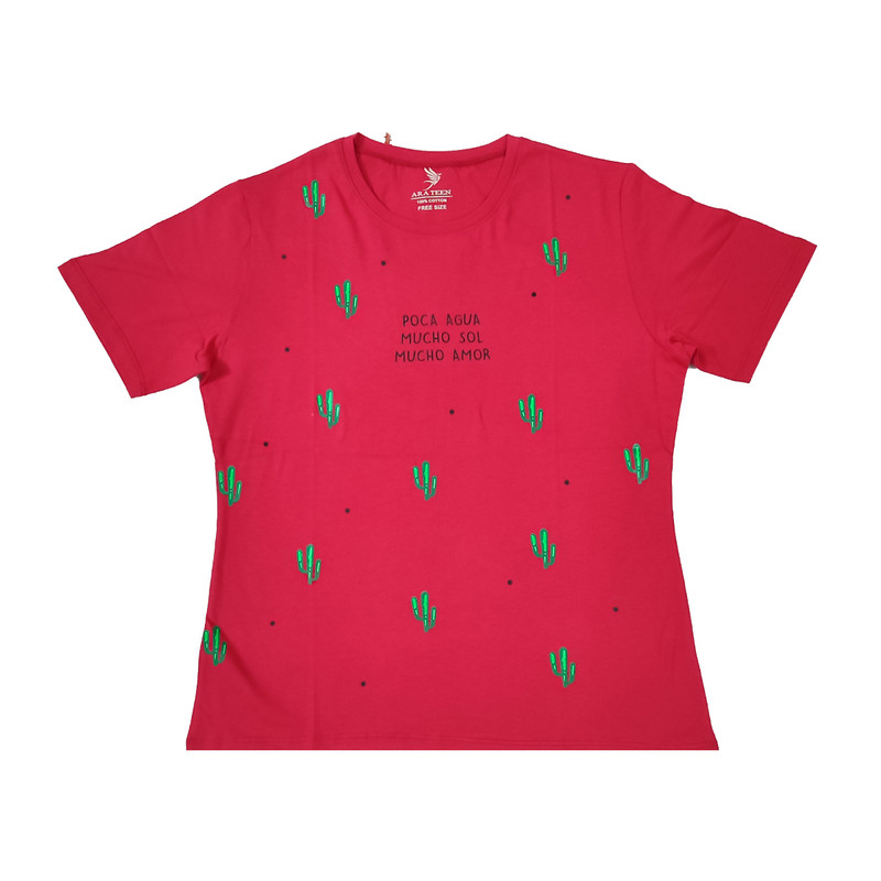 تی شرت آستین کوتاه زنانه مدل تمام چاپ کاکتوس کد 08