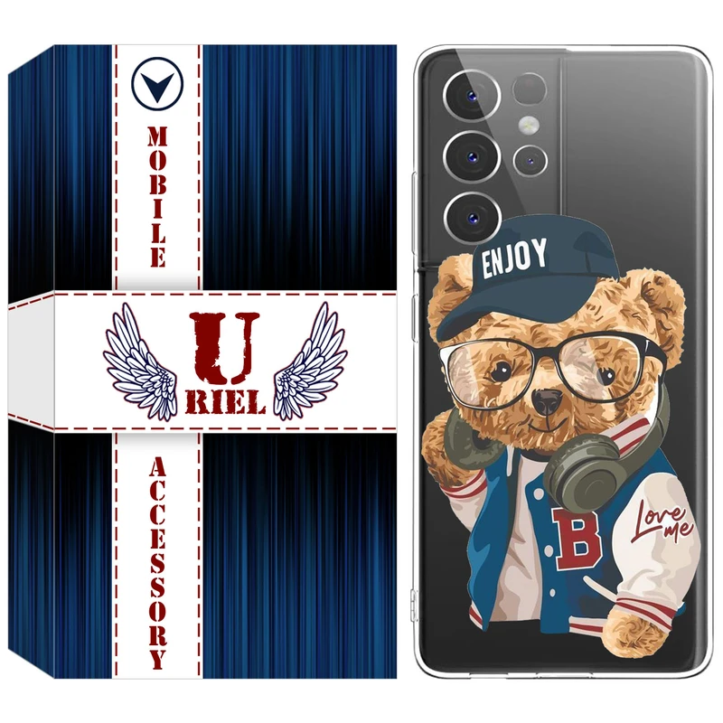 کاور یوریل مدل Clear کد 35 طرح تدی مناسب برای گوشی موبایل سامسونگ Galaxy S21 Ultra