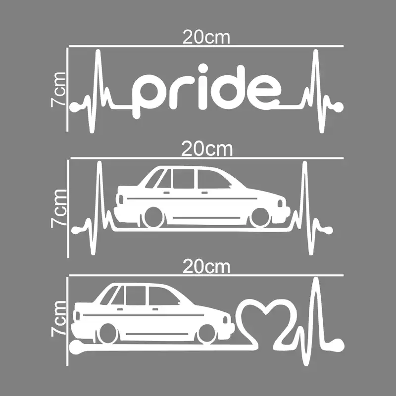 برچسب بدنه خودرو ماتریسیو طرح ضربان قلب ماشین پراید کد M298 مجموعه 3 عددی