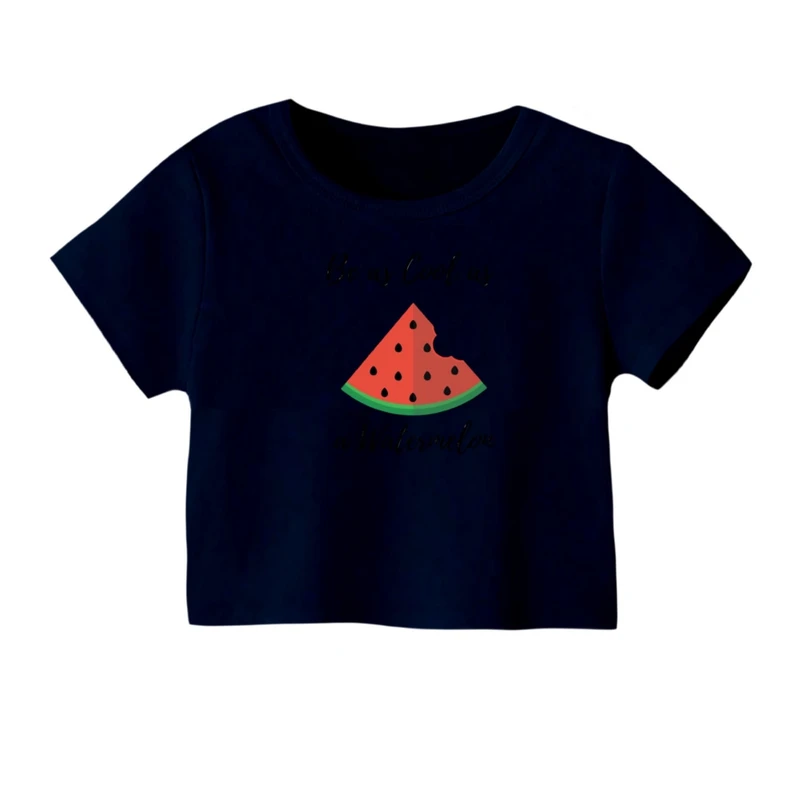 کراپ‌ تی‌شرت آستین کوتاه زنانه مدل هندوانه یلدایی کد 25